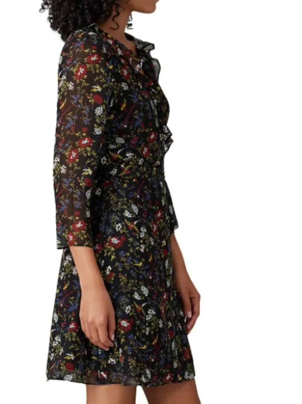 Madewell Hummingbird Floral True Wrap Dress Sheer Sleeve whimsical XS NWT